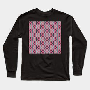 Abstract blue and red 70's style pattern Long Sleeve T-Shirt